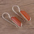 Minimalist Orange Onyx and Silver Drop Earrings 'Solid State'