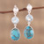 Blue Topaz and Sterling Silver Post Dangle Earrings 'Reflections of Blue'