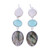 Multi Gemstone Sterling Silver Post Dangle Earrings 'Majestic Trio'