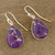 Purple Composite Turquoise Dangle Earrings from India 'Regal Veins'