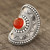 Red-Orange Onyx Cocktail Ring from India 'Red-Orange Sun'