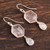 Hexagonal Rose Quartz and Rainbow Moonstone Dangle Earrings 'Gleaming Hexes'