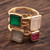 Gold Plated Multi-Gemstone Cocktail Ring from India 'Sparkling Squares'