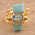 Gold Plated Sterling Gemstone Rings from India Set of 5 'Blue Rectangles'