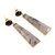 Gold Plated Tourmalinated Quartz and Onyx Dangle Earrings 'Elegant Towers'