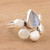 Teardrop Rainbow Moonstone Cocktail Ring from India 'Misty Bubbles'