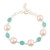 Cultured Pearl and Blue Chalcedony Link Bracelet from India 'Gleam and Glow'