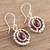 Handmade Sterling Silver and Garnet Dangle Earrings 'Scarlet Coil'