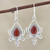 Sterling Silver and Red Onyx Dangle Earrings 'Sunset Lotus'