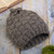 Natural Grey Hand Knit Alpaca Combination Hat and Neck Cover 'Checkerboard Warmth'