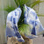 Haitian Hand-Painted Rayon Scarf in Blue 'Tropical Indigo'