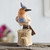 Handmade Calcite and Garnet Bird Sculpture 'Blue Crested Bird'