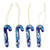 Set of 4 Ceramic Ornaments with Floral Motifs in Blue 'Lapis Canes'