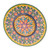 Hand-Painted Floral Round Walnut Wood Wall Art in Yellow 'Spring Dimensions'