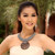 Coconut Wood Crochet Statement Necklace 'Gray Tribal Glam'