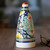 Hand-Painted Glazed Ceramic Vase with Floral and Leaf Motif 'Uzbek Spring'