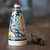 Hand-Painted Glazed Ceramic Vase with Floral and Leaf Motif 'Uzbek Spring'