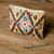 Uzbek Hand-Embroidered Cotton Floral and Leaf Toiletry Case 'Precious Garden'