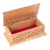 Hand-Carved Floral Natural Brown Elm Tree Wood Jewelry Box 'Secret Bouquet'