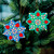 Pair of Lacquered Wood Star Ornaments Handmade in Uzbekistan 'Splendid Stars'