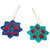Pair of Lacquered Wood Star Ornaments Handmade in Uzbekistan 'Splendid Stars'