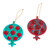 Pair of Lacquered Wood Pomegranate Ornaments from Uzbekistan 'Splendid Pomegranates'