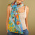 Hand-Painted Leafy and Floral Light Blue Silk Scarf 'Meghri Garden'