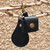 100 Black Leather Earbud Holder and Keychain Set 'Lucky Melody in Black'