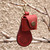 100 Red Leather Earbud Holder and Keychain Set 'Lucky Melody in Red'