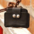 Handmade Black Leather Card Holder with Double Snap Closure 'Double Fortune in Black'