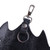 Bat-Themed 100 Black Leather Keychain from Armenia 'Night Knight in Black'