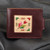 Brown Leather Wallet with Floral Cross-Stitch Textile Accent 'Frugal Tradition in Brown'