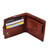 Brown Leather Wallet with Blue Armenian Hand Embroidery 'Marash Finesse'