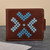 Cross-Stitch Embroidered Brown and Blue Leather Wallet 'Marash Fortune in Dark Brown'