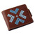 Cross-Stitch Embroidered Brown and Blue Leather Wallet 'Marash Fortune in Dark Brown'