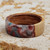 Hand-Carved Apricot Wood Band Ring in Blue and Red Hues 'Evening Thoughts'