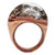 Handcrafted Wood and Resin Domed Ring in Brown and Black 'Hypnotic Allure'