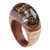 Handcrafted Wood and Resin Domed Ring in Brown and Black 'Hypnotic Allure'