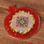 Resin Catchall with Embroidery  Golden Accents from Armenia 'Pomegranate Delight'