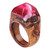 Handcrafted Wood and Resin Domed Ring in Pink and White 'Pink Spectacle'