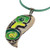 Hand-Painted Green Leafy Brass Pendant Necklace 'Everlasting Green'