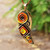 Hand-Painted Orange Leafy Brass Pendant Necklace 'Everlasting Orange'