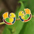 Hand-Painted Bird-Shaped Brass Button Earrings from Armenia 'Fantasy Chants'