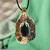 Adjustable Polymer Pendant Necklace with Green Agate Jewel 'Generous Earth'