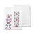 Geometric Embroidered Blue and Red Cotton Tea Towels Pair 'Intense Dreams'