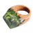 Nature-Themed Resin Pear Wood Cocktail Ring from Armenia 'River Dream'