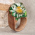 Handcrafted Natural Camomile Flower Wooden Cocktail Ring 'Camomile Fragment'