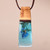 Blue-Toned Natural Flower and Apricot Wood Pendant Necklace 'Spring Blue'