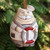 Painted Nautical Cat Ceramic Bell Ornament with Leather Cord 'Captain Cat'