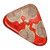 Triangular Red-Orange Ceramic Platter with Traditional Theme 'Abundance Realm'